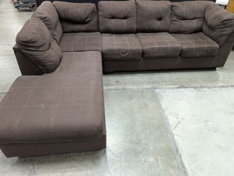 Used Spacious Brown Fabric L-Shape Sectional Sofa