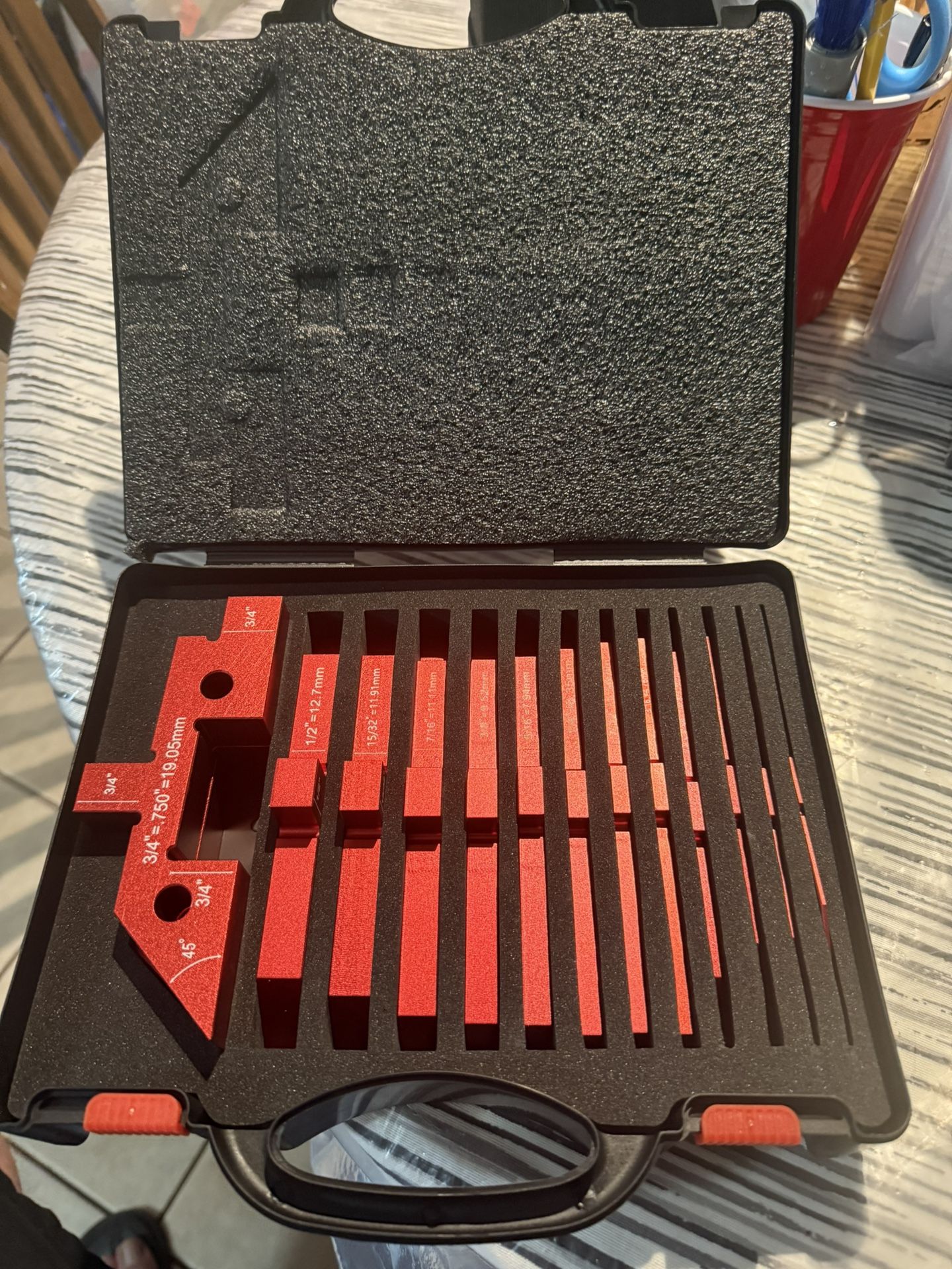 Setup Blocks Woodworking 14Pcs Aluminum Setup Bars with Case Setup Blocks Height Gauge Set Table Setup Blocks for Woodworking Tools Router Table Saw H