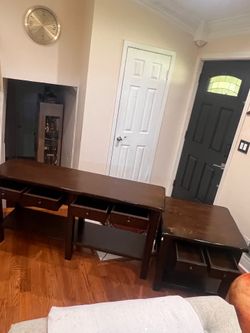 62”X 16” Modern Solid Wood Sofa Table Pine Console Table with 4 Storage Drawers & end table