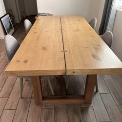 Solid Wood Dining Set - Table + 4 Grey Chairs