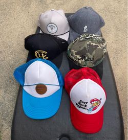 Vintage & Modern Hat Bundle Lot of 6 – Surf, Beach, Camo,  Maui Trucker, Snapback Caps