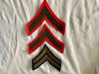 3 Military Chevron Patches WWII Corporal + Private First Glass Never Sewn