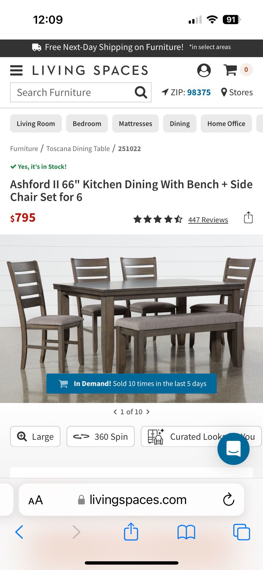 Living Spaces Dining Table with 4 Chairs