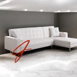 New! Leather Contemporary Sofa Sectional QUEEN Sleeper 
