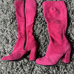 Vintage - ish John Fluevog Pink Suede Boots Size 9
