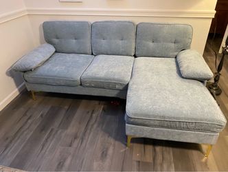 Light Blue Sectional Sofa with Chaise