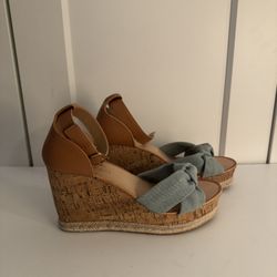 NEW Madden Girl Colette Denim Cork Wedge, Size 8 (brand new in box)