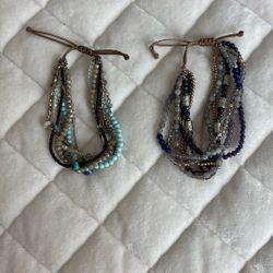 Beaded With Leather Bracelets