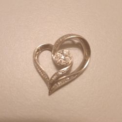 Beautiful Diamod & Silver Heart Pendant Charm