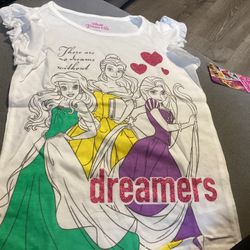 DISNEY Princess size 6 girl's shirt There are no dreams without Dreamers NEW REDUCED