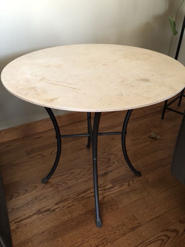 Room and Board limestone top end table