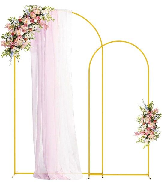Fomcet Metal Arch Backdrop Stand Set of 2 Gold Wedding Arch Stand 7.2FT & 6FT Arched Backdrop Frame for Birthday Party Baby Shower Graduation Ceremony