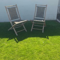 Bamboo Folding Chairs Set