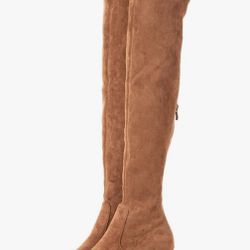 New Brown Suede Boots- Tan- Size 9- Thigh High - Comfort Toe & Heel 3”-New