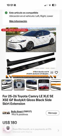 Side skirt extension Toyota Camry 2025/2026