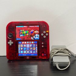 Nintendo 2DS Crystal Red Console M0dded