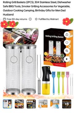 Rolling grilli basket Set 3 available (3 for $40)