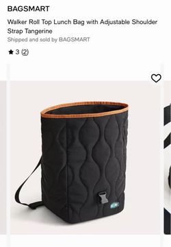 Walker Roll Top Lunch Bag with Adjustable Shoulder Strap Tangerine