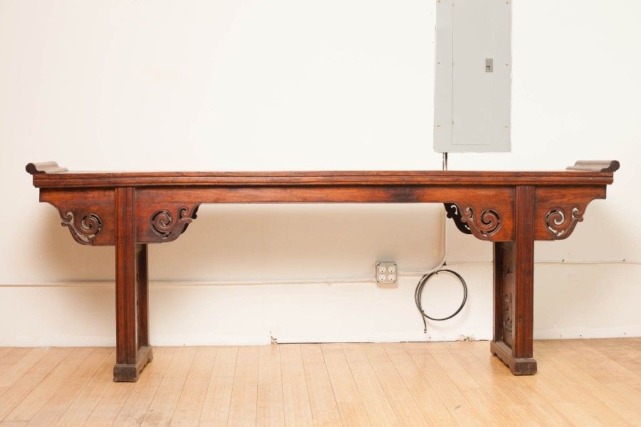 Antique Chinese Elm Altar Table With Everted Flanges