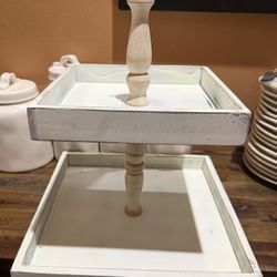 Wooden Two Tier Tray