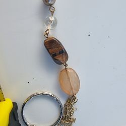 Cookie Lee Beaded Pendant Necklace, Gold Tone Chain, Mixed Beads, 33”