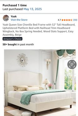Never Used Upholstered Queen Bed frame And Headboard