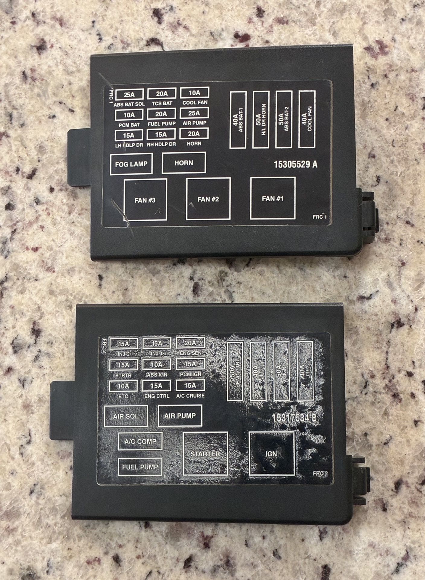 98-02 Camaro Firebird Fuse Box Panel Cover Set OEM GM 1(contact info removed)A 1(contact info removed)B