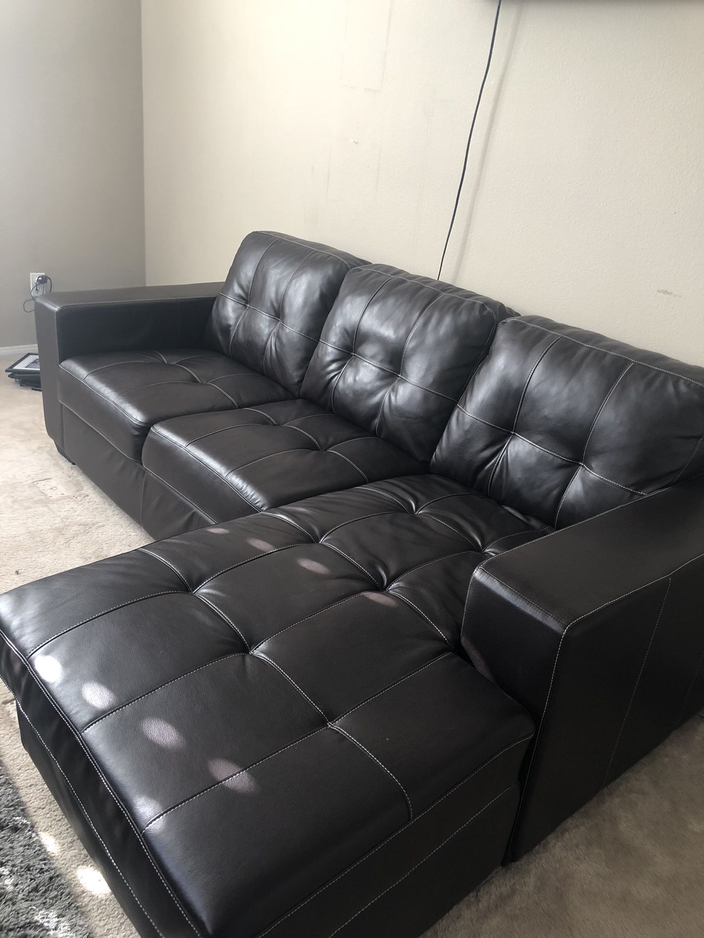 Leather sofa chaise