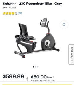 SCHWINN 270 RECUMBENT EXERCISE BIKE