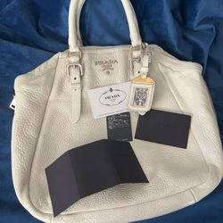 Authentic Prada, Saffiano Leather Satchel With Authentic Prada Card