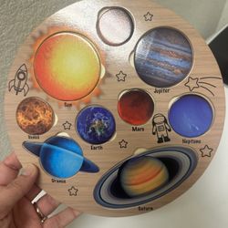 Wood Planet Solar System Puzzle Educational