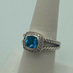 💙🩵DY Albion Blue Topaz and Diamond Ring 7.5💙🩵
