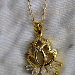 Lotus Pendant Silver with Gold Overlay Necklace