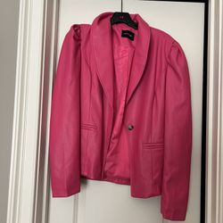 Pink Vegan Leather Jacket 