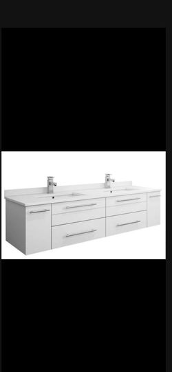 Vanity 60” Fresca Lucera 60” White Wall Hung Bathroom Cabinet