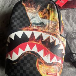 Red & Black Shark Sprayground Backpack