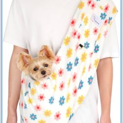 New-Dog Sling Carrier - Longer Length Dog Sling for Small Dogs up to 10 lbs, Small Dog Carrier Sling with Adjustable Safety Strap & Buckle, Portable C