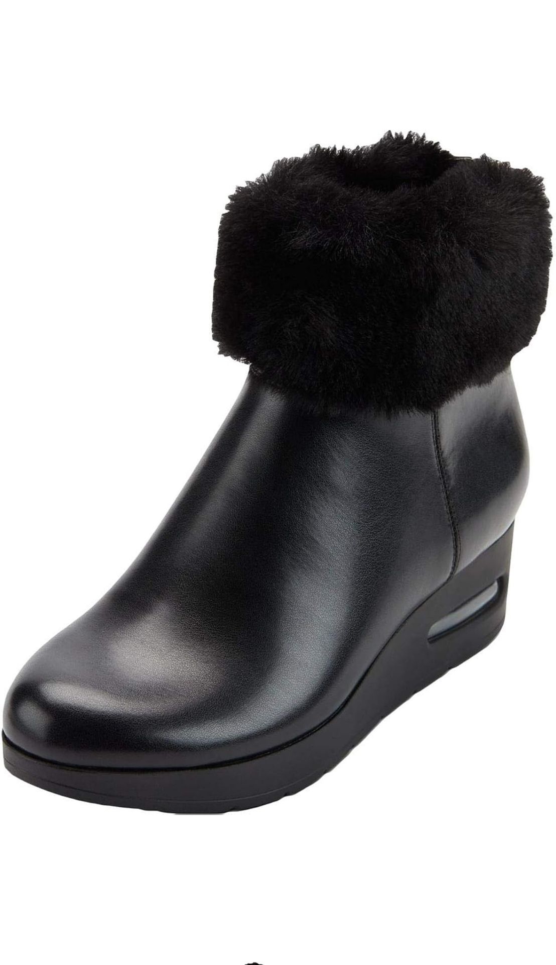 DKNY Black Nappa Pu Abri Women's Wedge Heel Ankle Boot Size 9.5