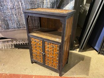 Vintage Bamboo 2 Door Storage Cabinet