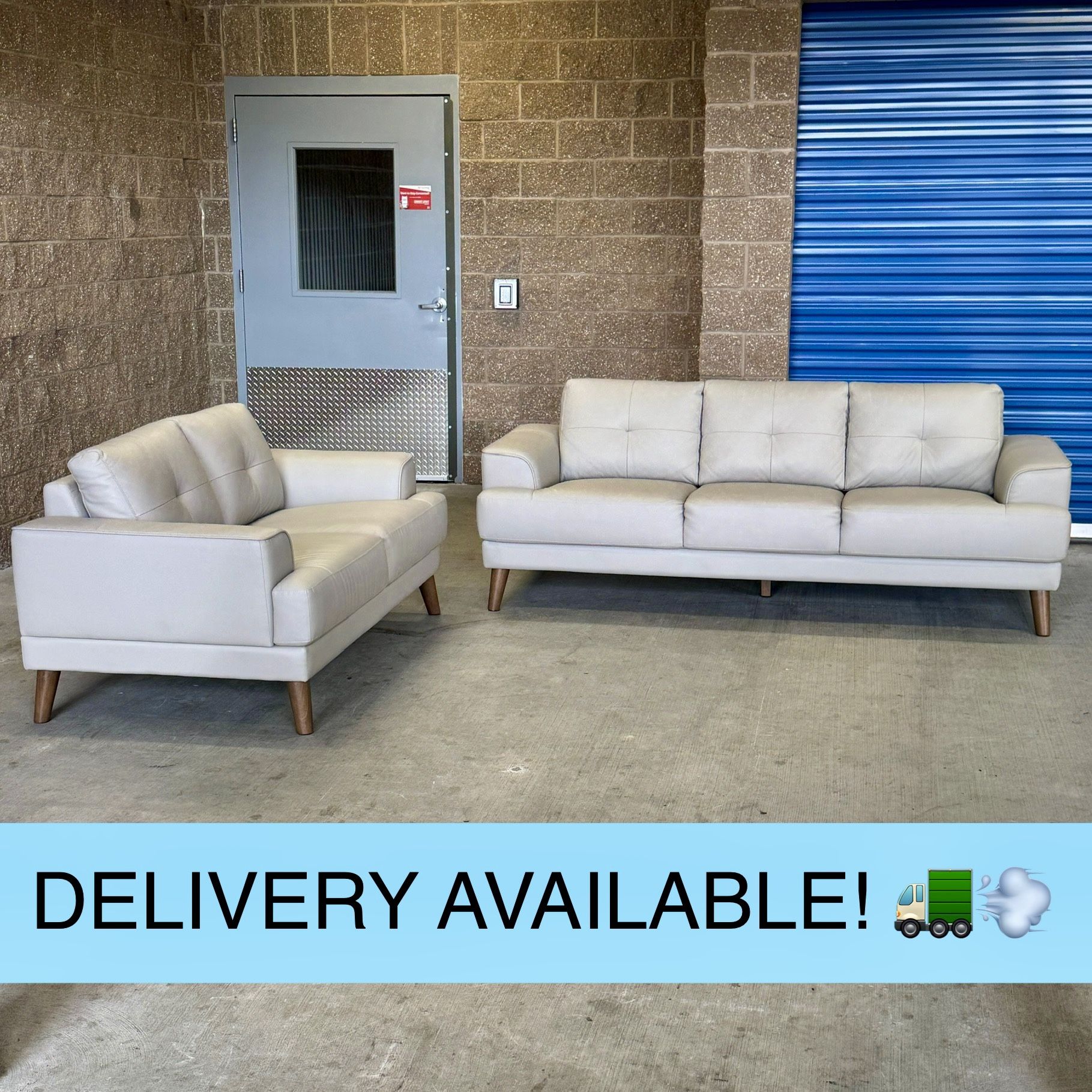 New Cream Real Leather Couch Sofa and Loveseat Set by Anzio (DELIVERY AVAILABLE! 🚛💨)