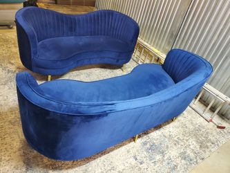 Blue Velvet Microsuade Sofa Set