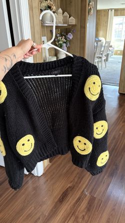 Black Smiley Face Cardigan