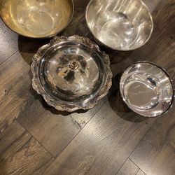 4 Silver Plated Serving Dishes And Bowls 
