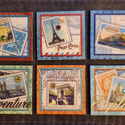 Punch Studio Post Card Stamp Magnet Set Of 6 Voyage Valencia Explore 2” X 2”