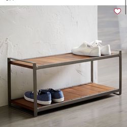 West Elm Industrial Wood & Metal Shoe Rack