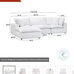 4 Piece White Sectional 