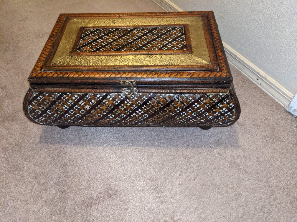 Wicker/Rattan Chest With Brass Embellishments. Beautiful Piece. I Hate To Part With It. 