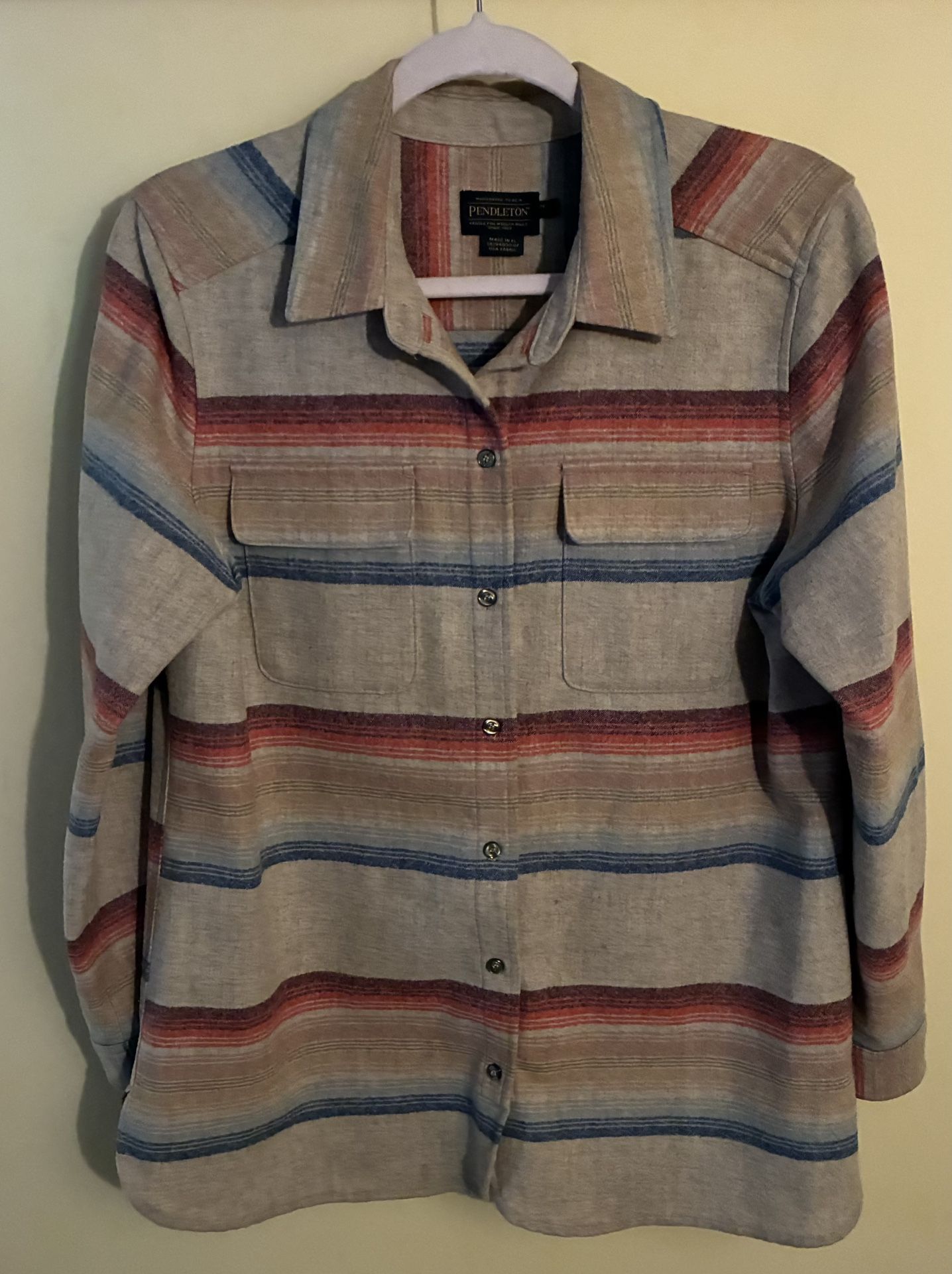 Women’s Pendleton plaid Board Shirt in Tan Multi Stripe