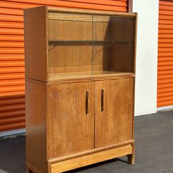 John Keal for Brown Saltman Mahogany Wood and Glass Cabinet Buffet 1960s