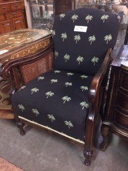 Heavy Wood Cane Living Room Chair
